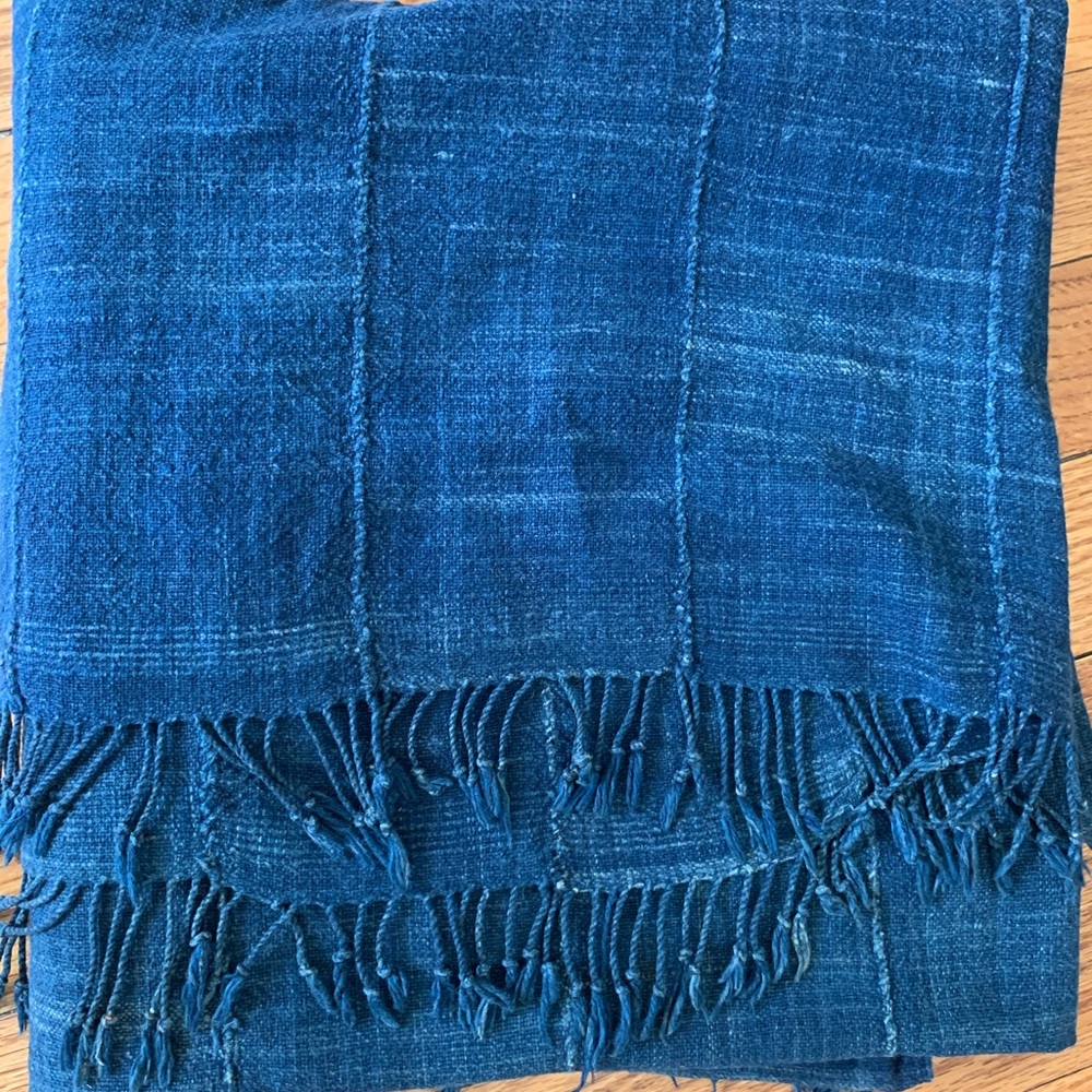 Vintage indigo fabric blanket/throw